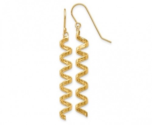 Golden spiral design earrings from the Morgan’s Jewelers collection, available at Morgan’s Jewelers.