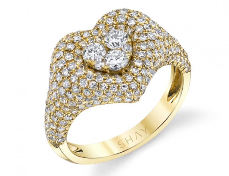 A spectacular diamond studded gold ring by Shay, available at Morgan’s Jewelers.