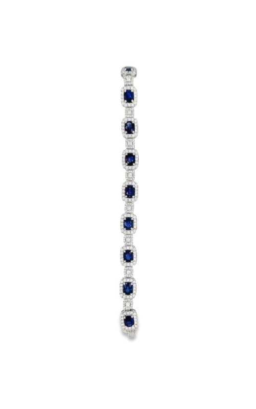 18KWG SECTIONAL 4.81CT DIAMOND AND SAPPHIRE BRACELET WITH 10.75CT OVAL SAPPHIRES SURROUNDED BY A RE