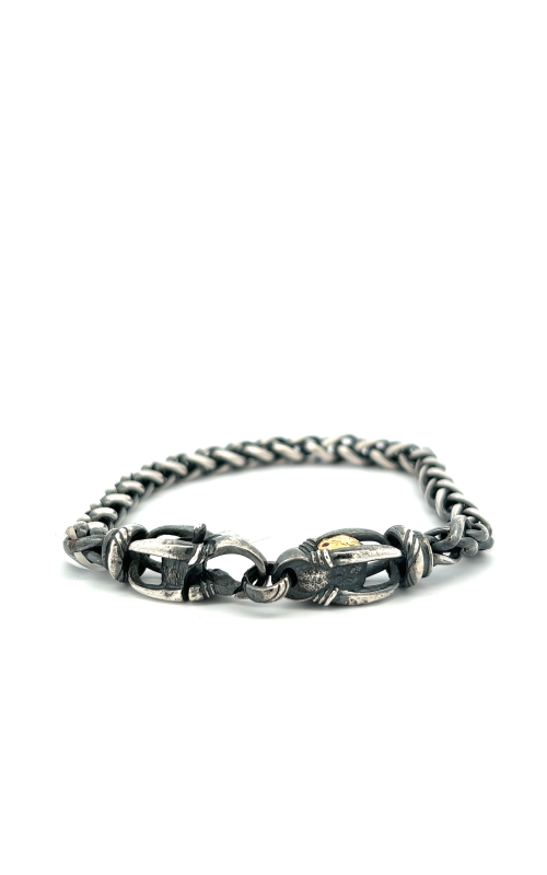 STERLING/18KY 6MM WHEAT LINK BRACELET WITH CUSTOM MADE LOCKING LOBSTER CLASP AND 1 RUBY