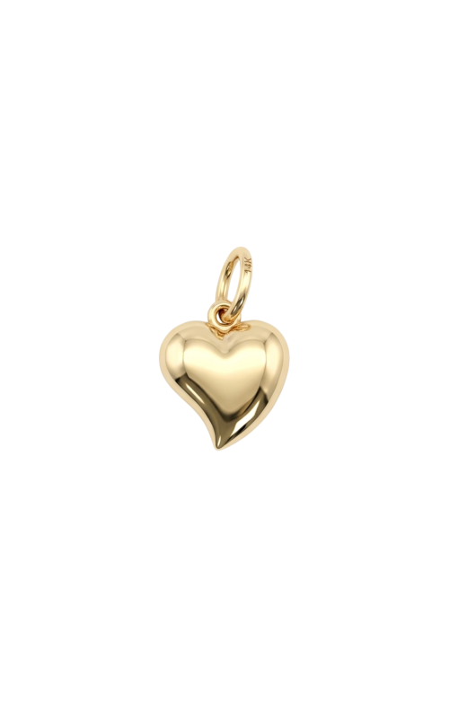 14KY SMALL POINTED PUFFY HEART CHARM PENDANT W/ BAIL, 12MM X 12MM X 4.8MM, 0.91G