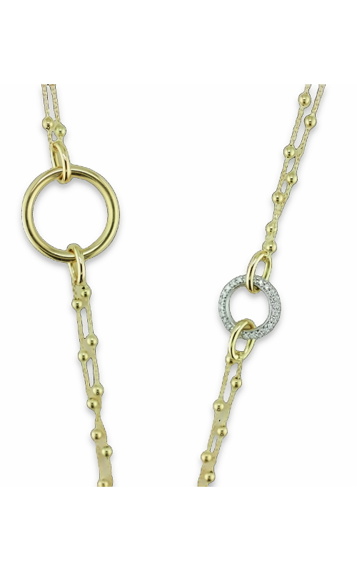 18KY 2.72CTW DIAMOND NECKLACE WITH TWO BEADED CHAINS CONNECTED BY SEVERAL RINGS ALONG THE LENGTHS O