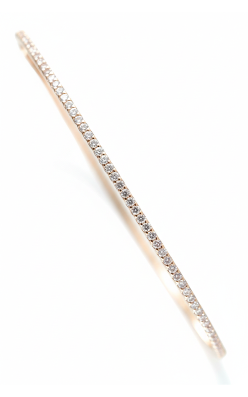 18KRG .59CTW PAVE DIAMOND HINGE BANGLE WITH DIAMONDS HALFWAY AROUND IN A SINGLE ROW. 63 DIAMONDS =