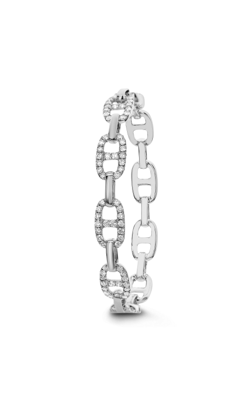18KW 2.00CTW DIAMOND ANCHOR BANGLE WITH THE BACK HALF HIGH POLISH AND A PUSH BUTTON CLASP. 76RDS TOT