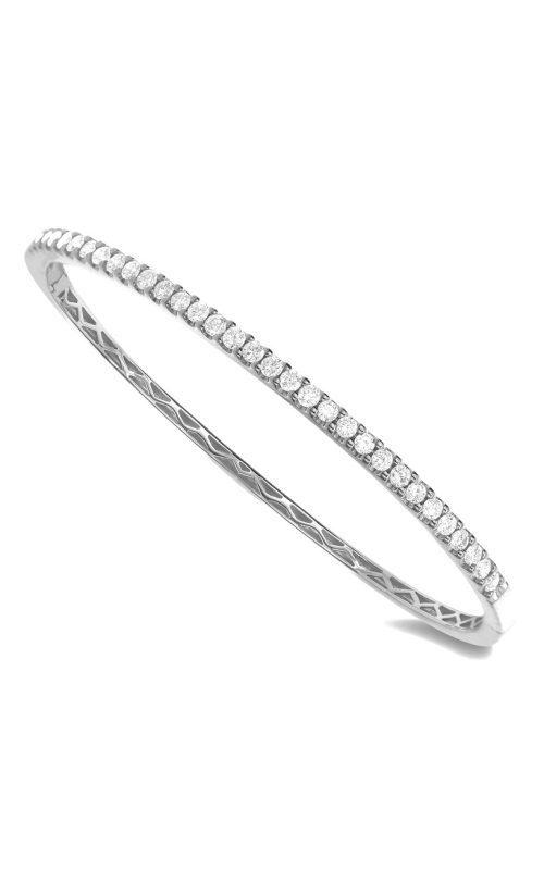 18KW 1.51CTW DIAMOND BANGLE WITH 32 U-SET FCS IN A SINGLE ROW ALONG THE OUTSIDE AND A PUSHBUTTON CLA
