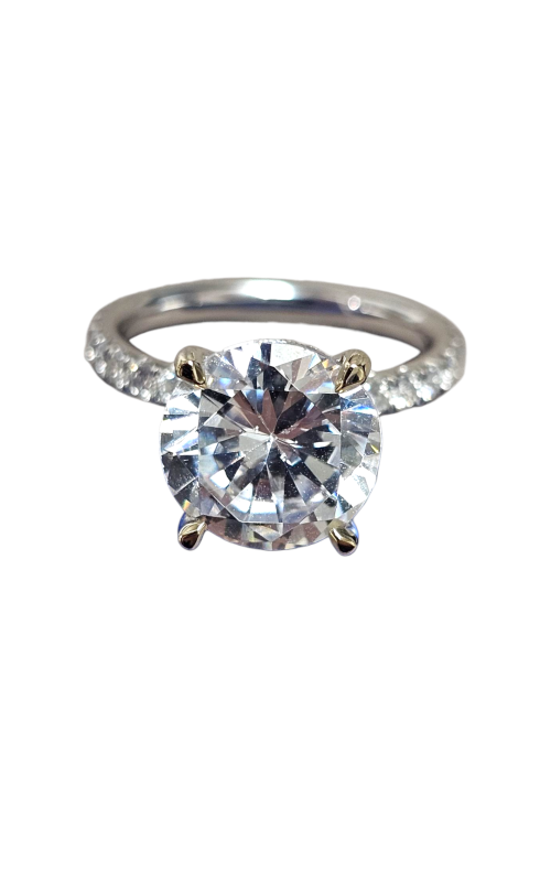 18KW ENGAGEMENT RING MOUNTING, 3/4 ETERNITY, HIDDEN HALO, 40RDS, SHARED U-PRONG SETTING, BRILLIANT R