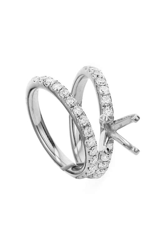 18KW HALF ETERNITY SHARED PRONG WEDDING BAND, 16 RDS = 0.47CTW, SIZE 6