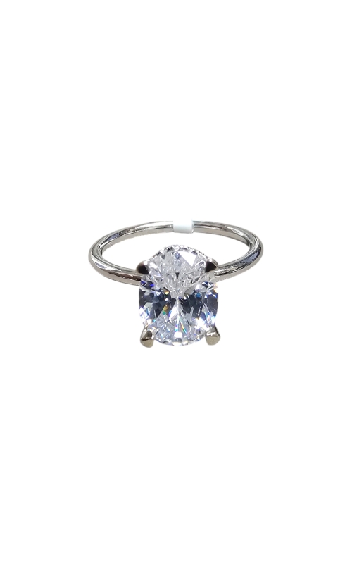 18KW ENGAGEMENT RING SETTING, 2CT OVAL HEAD, HIDDEN HALO 20 RDS = 0.11CTW, SIZE 6.25
