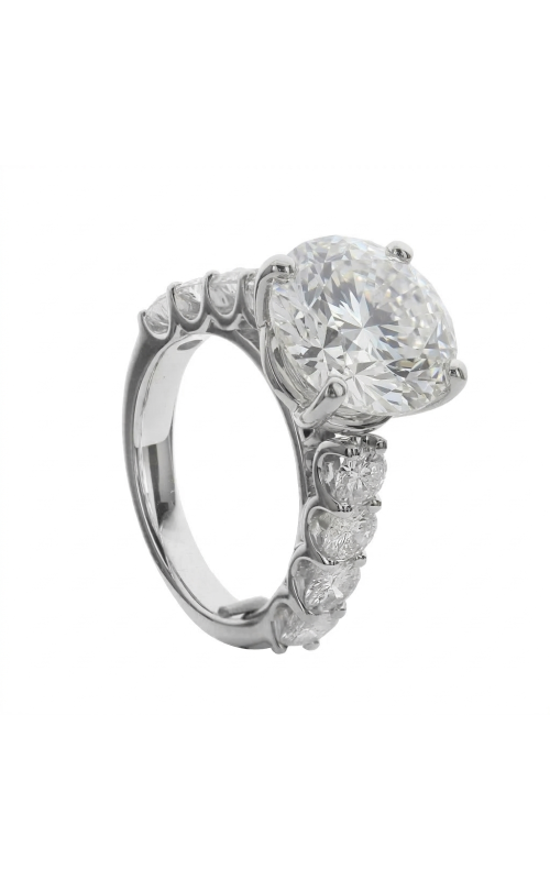 18KY/WG ENGAGEMENT RING SETTING, 3CT RD WHITE GOLD HEAD, 8 RD SIDE STONES = 1.40CTW, G VS, SIZE 6