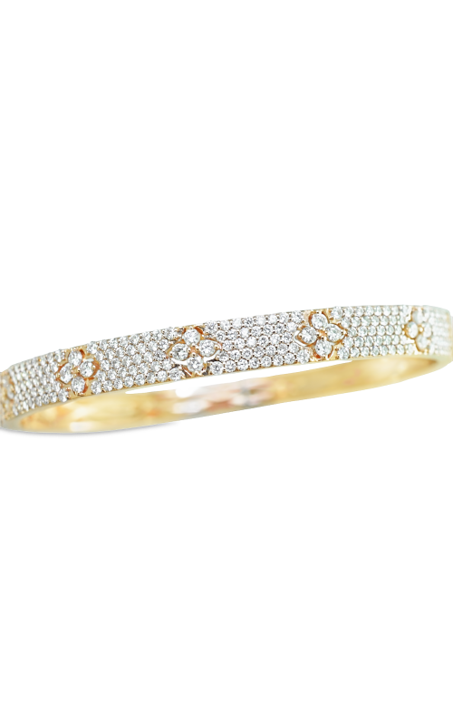18KR 2.42CTW DIAMOND PAVEE/4 DIA STATION BANGLE WITH 5 LARGER STATIONS OF 4 RDS SET INSIDE 5 ROWS O