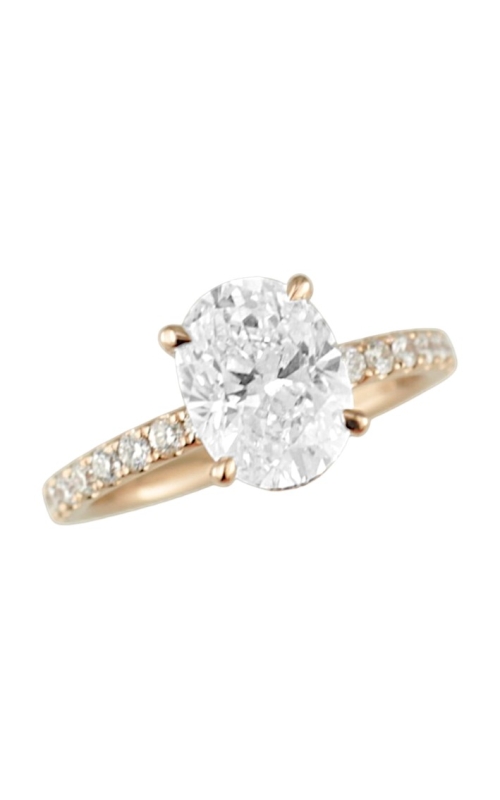 18KR 0.95CTW DIAMOND ENGAGMENT RING WITH A 4 PRONG OVAL HEAD WITH 22 DIAMONDS AROUND BASKET AND 22