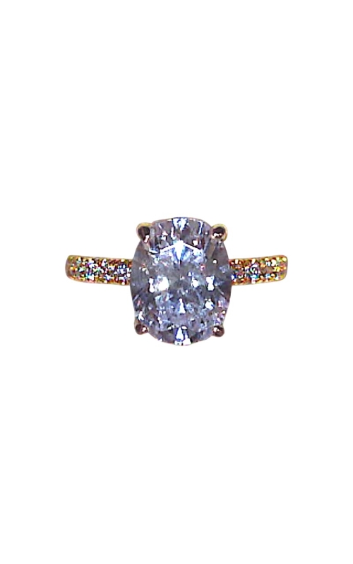 18KY 0.50CTW DIAMOND ENGAGMENT RING WITH PAVE DIAMONDS ACCENTING THE HEA