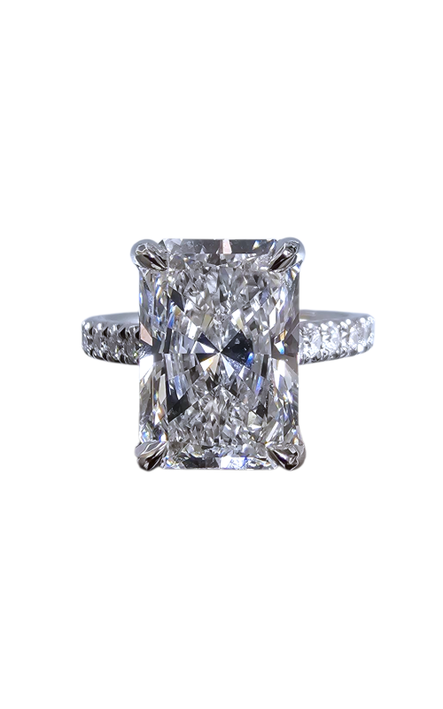 PLATINUM ENGAGEMENT RING SEMI-MOUNTING FOR 5CT EC CENTER STONE, CATHDERAL SETTING, DIAMONDS HALFWAY
