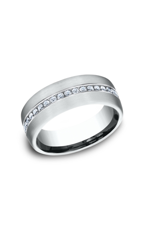 14KWG MENS WEDDING BAND, 7.5MM .40CTW ETERNITY DIAMONDS