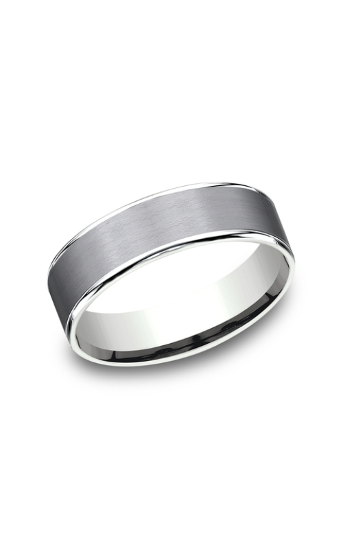 14KWG/TANTALUM GREY COMFORT FIT WEDDING BAND, SATIN CENTER 6.5MM, SIZE 10