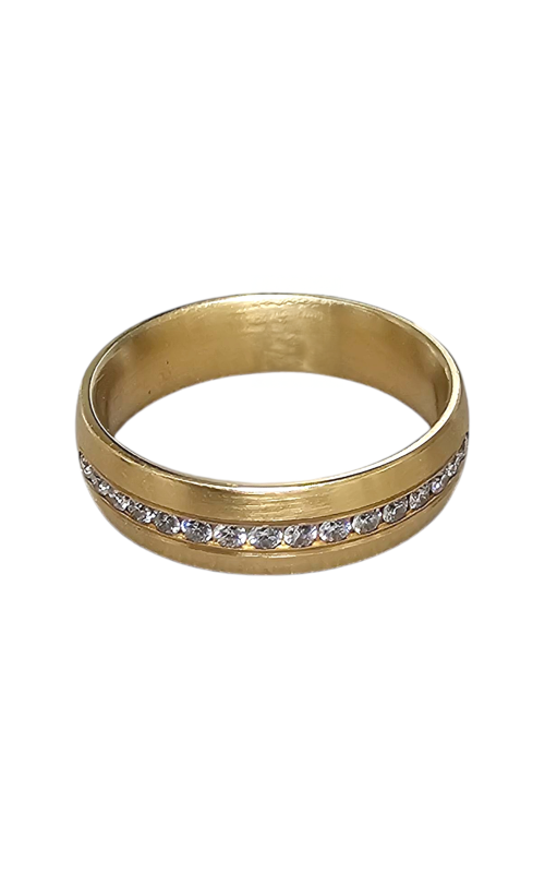 14KY 0.32CTW DIAMOND 6MM SATIN FINISH MENS WEDDING BAND WITH 16 RDS CHANNEL SET IN THE CENTER SIZE 1