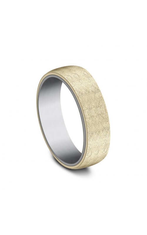 14KY 6.5MM WEDDING BAND WITH A TANTALUM INTERIOR AND AN ALL SWIRL FINISH YG EXTERIOR SIZE 10