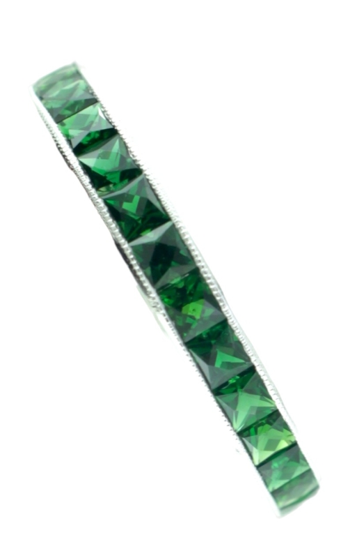 18KWG RING THIN FRENCH CUT TSAVORITES ETERNITY BAND 3MM WIDE TSAV=2.08TW SIZE 6.5