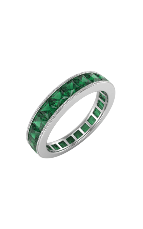 18KWG RING THIN FRENCH CUT TSAVORITES ETERNITY BAND 3MM WIDE TSAV=2.08TW SIZE 6.5