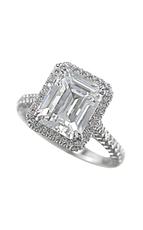 18KWG MICRO PAVEE ENGAGEMENT RING FOR LG EMERALD CUT. 203-ROUND FULL CUTS=1CT TW ALL F, VVS. THE C