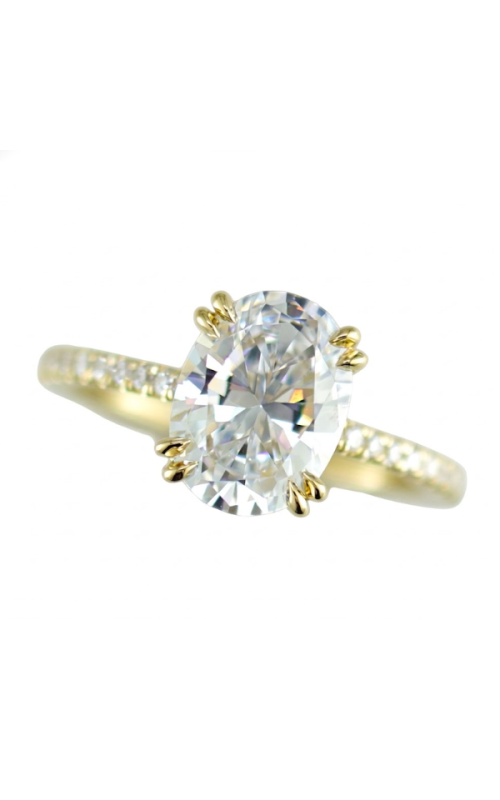 14KY 0.38CTW DIAMOND ENGAGEMENT RING WITH A 4 PRONG DOUBLE CLAW HEAD FOR AN OVAL WITH HIDDEN HALO,