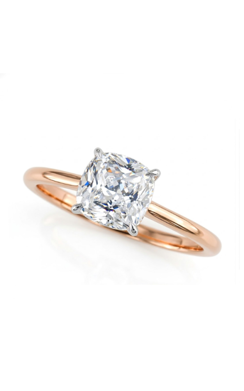 14KRW ENGAGEMENT RING WITH A 7MM WG HEAD WITH SAFETY BAR SET LOW ON A RG WHISPER THIN SHANK