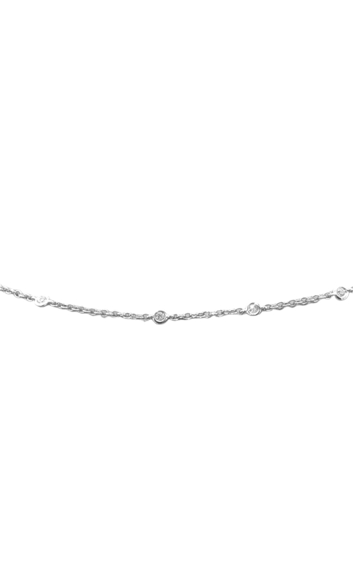 18KW CIRCULAR PAVEE DIAMOND PENDANT, WITH STATION SET DIAMOND NECKLACE, 12D=0.22CTW H / SI1, 37D=0.7