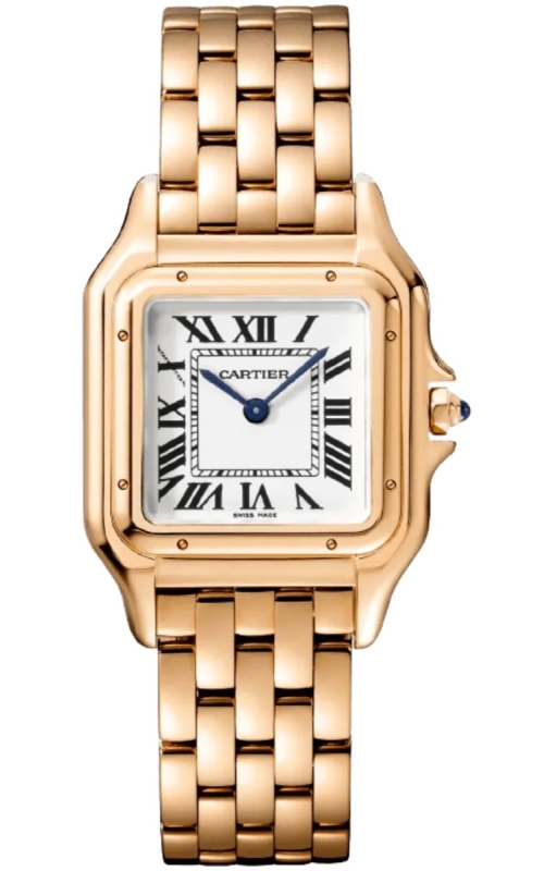 18KR CARTIER PANTHERE, MEDIUM, QUARTZ MOVEMENT, WHITE ROMAN DIAL, BLUE HANDS, 18KR BRACELET