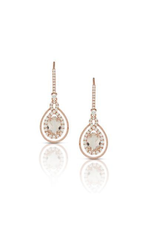 18KRG 1.35CTW OVAL MORGANITE WITH PEAR SHAPED .46CTW DIAMOND HALO FOLLOWED BY OUTSIDE MILGRAIN RG O