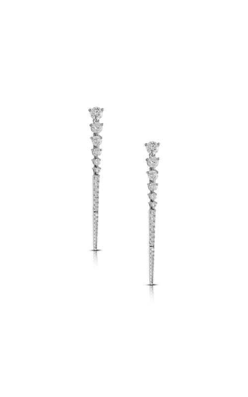 18KY 0.91CTW DIAMOND TAPERED DANGLE EARRINGS WITH A ROW OF ROUND DIAMONDS SMALLEST AT THE BOTTOM AN