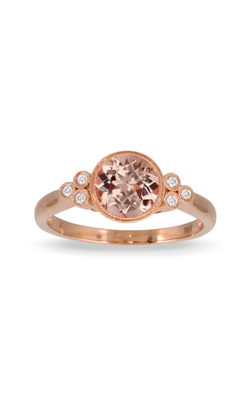 18KR 1.23CT MORGANITE 0.07CTW DIAMOND FASHION RING WITH A ROUND MILGRAIN BEZEL SET CHECKERBOARD MOR