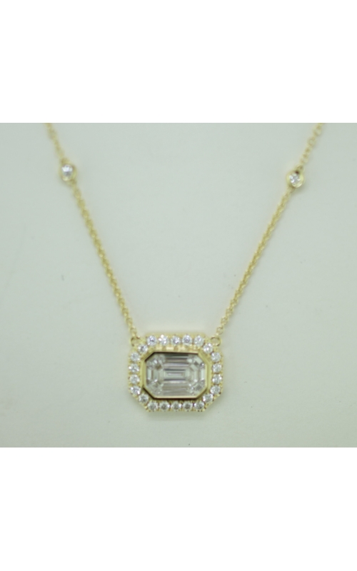 18KY 0.96CTW DIAMOND PENDANT WITH AN INVISIBLE SET DIAMOND CENTER WITH A ROUND DIAMOND HALO
RD DIA