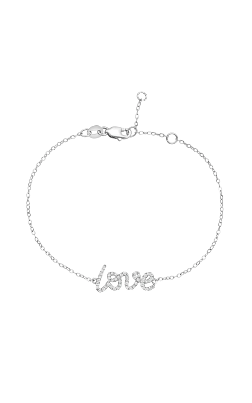 14KW DIAMOND LOVE BRACELET WITH WG CHAIN, 16, 49 RDS = 0.16CTW