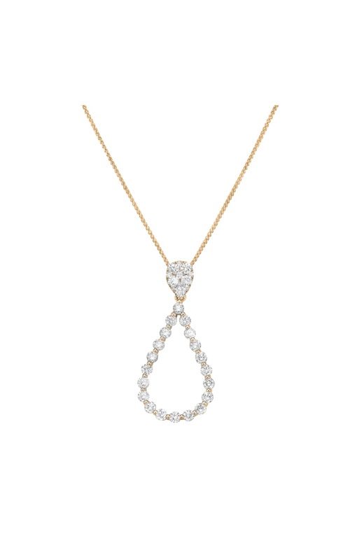 14KY DIAMOND OPEN TEARDROP PENDANT, CLOSED BAIL 32 DIAS RDS = 1.21CTW
