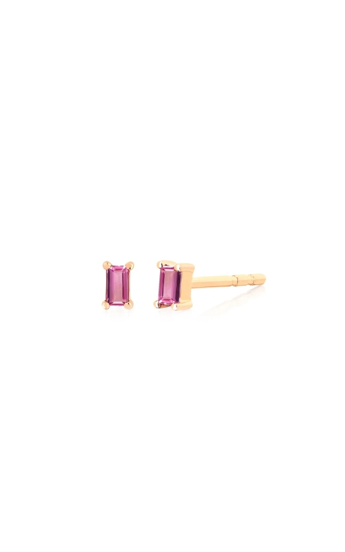 14KY PINK SAPPHIRE BAGUETTE STUD EARRING 2EM=0.20CTW, FRICTION BACKS