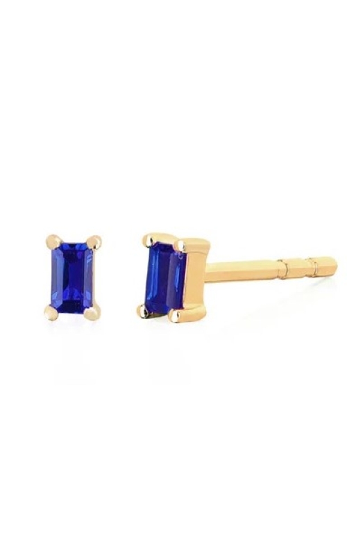 14KY BLUE SAPPHIRE BAGUETTE STUD EARRING 2BS=0.20CTW, FRICTION BACKS