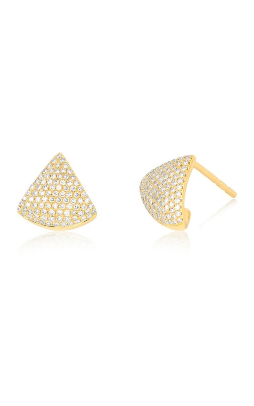 14KY DIAMOND SOLID CHEVRON STUD EARRINGS 182RDS=0.40CTW FRICTION BACKS