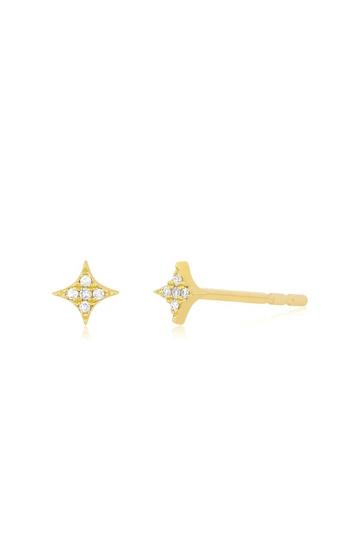 14KY DIAMOND 'SPARKLE' STAR STUD EARRING, 10RDS=0.02CTW, 0.80grams, FRICTION BACKINGS (PAIR)