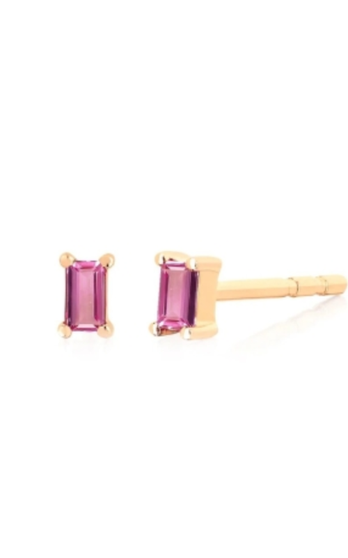 14KY PINK SAPPHIRE BAGUETTE STUD EARRING 2EM=0.20CTW, FRICTION BACKS