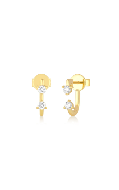 14KY DOUBLE PRONG SET DIAMOND EARRING, 4 RDD=0.20CT, 11.5MM, PUSH BACKS