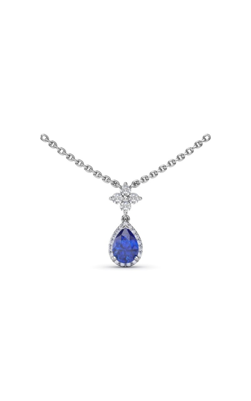 14KW 1.01CTW DIAMOND AND SAPPHIRE TEAR DROP PENDANT ON A 14KW 18 CHAIN