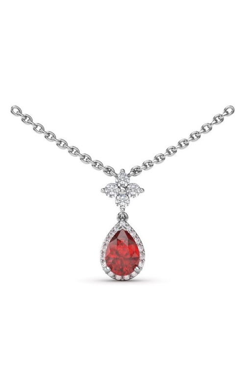 14KW 1.05CTW DIAMOND AND RUBY TEAR DROP PENDANT ON CHAIN