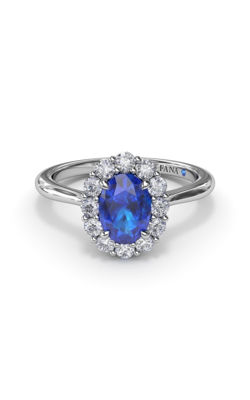 14KW 1.46CT DIAMOND AND SAPPHIRE HALO SET LADIES FASHION RING