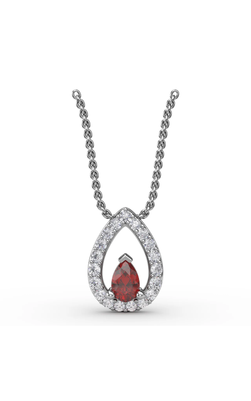 14K WG 0.83CTW RUBY AND DIAMOND TEAR DROP PENDANT W/ 16-18 CHAIN