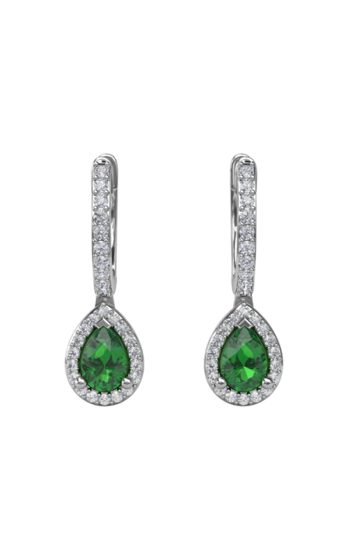 14KW 0.66CTW EMERALD 0.35CTW DIAMOND DANGLE EARRINGS WITH A PEAR SHAPED EMERALD INSIDE A DIAMOND HA