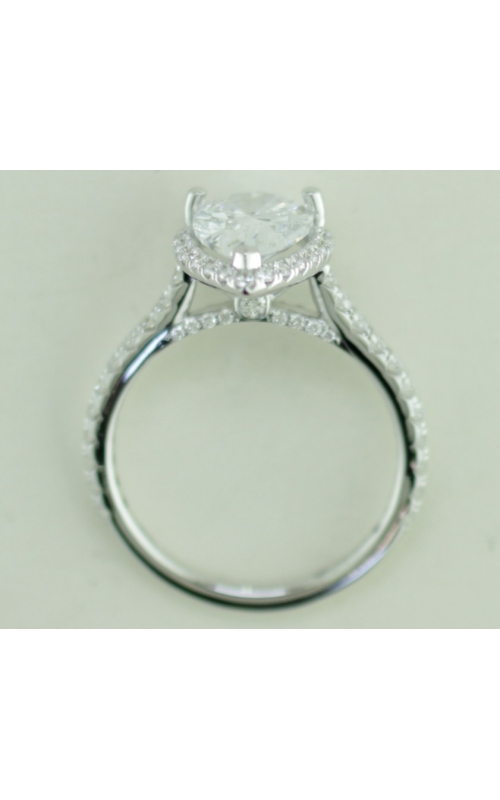 18KW 0.57CTW DIAMOND ENGAGMENT RING WITH 10X7MM PEAR SHAPE CZ CENTER WITH HALO, PEAKABOO DIAMONDS,