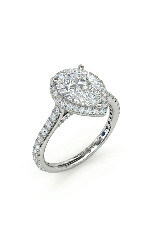 18KW 0.57CTW DIAMOND ENGAGMENT RING WITH 10X7MM PEAR SHAPE CZ CENTER WITH HALO, PEAKABOO DIAMONDS,