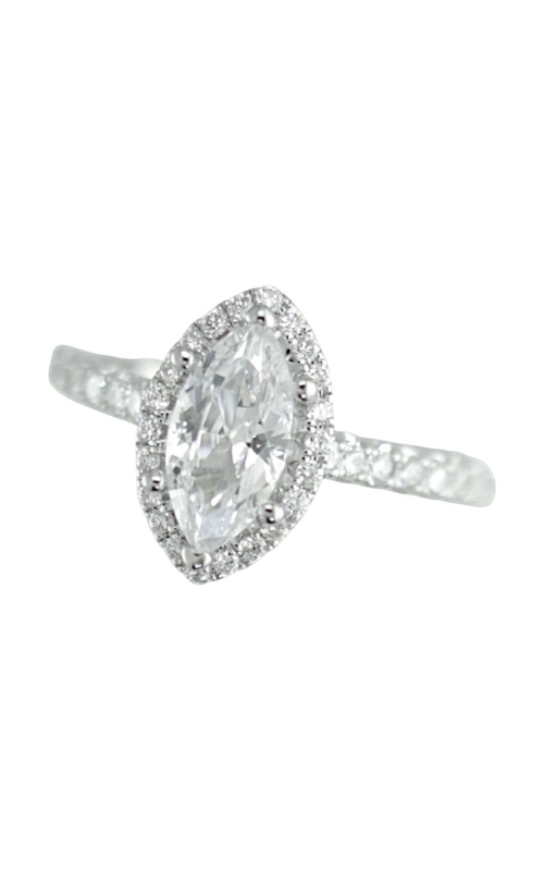 18KW 0.57CTW DIAMOND ENGAGMENT RING WITH 10X6MM MARQUISE CZ CENTER WITH HALO, PEAKABOO DIAMONDS, PA