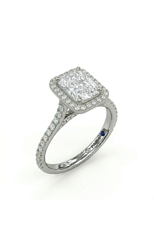 18KW 0.57CTW DIAMOND ENGAGEMENT RING WITH A 8X6MM CZ RAD CENTER WITH HALO, PEAKABOO DIAS, PAVE UNDE