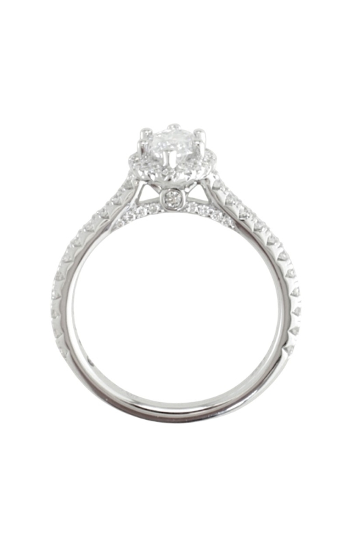 18KW 0.57CTW DIAMOND ENGAGEMENT RING WITH A 9X5MM CZ MQ CENTER WITH HALO, PEAKABOO DIAS, PAVE UNDER